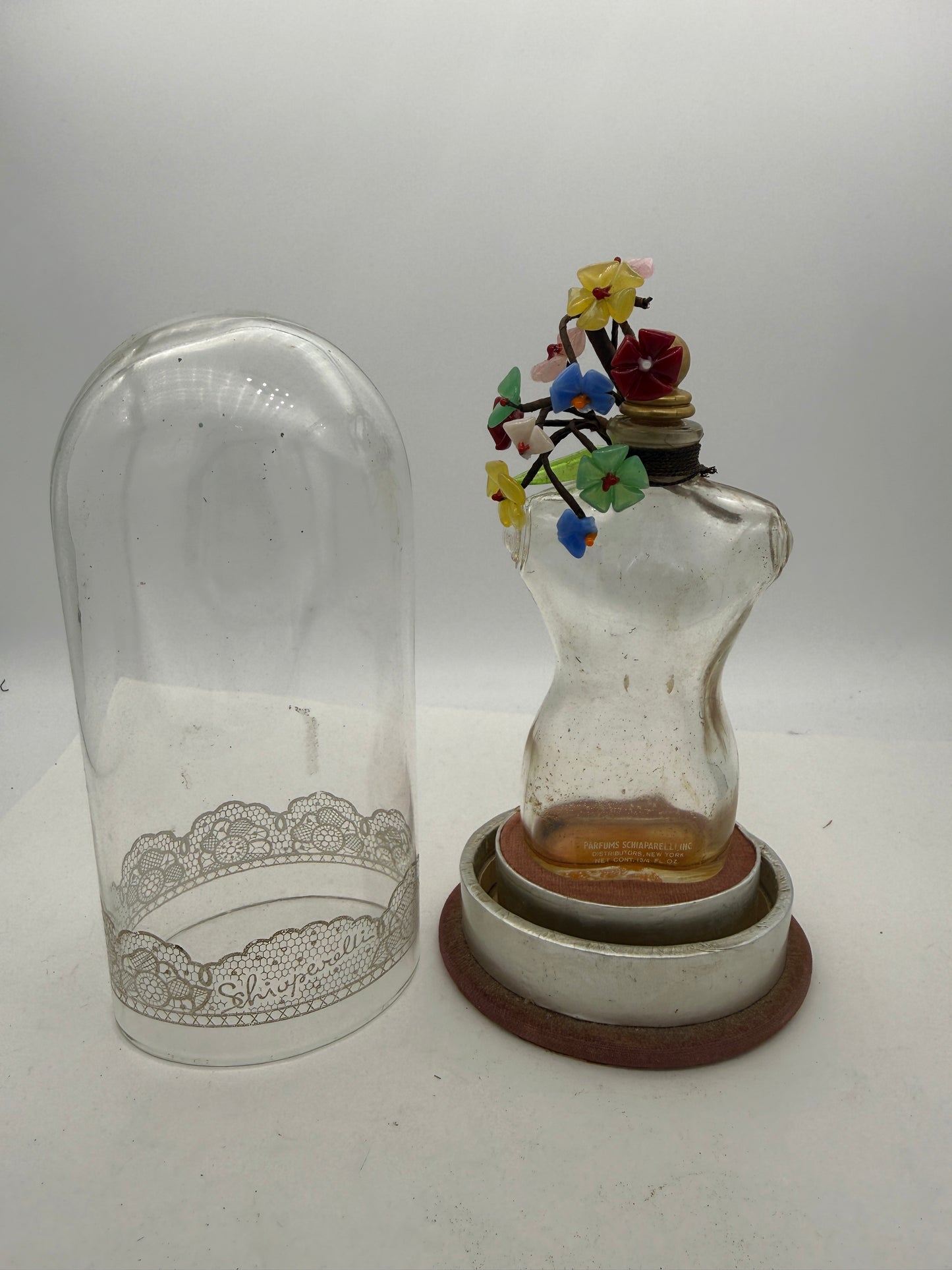 Vintage 1930s Era SCHIAPARELLI PERFUME Bottle in Presentation Dome