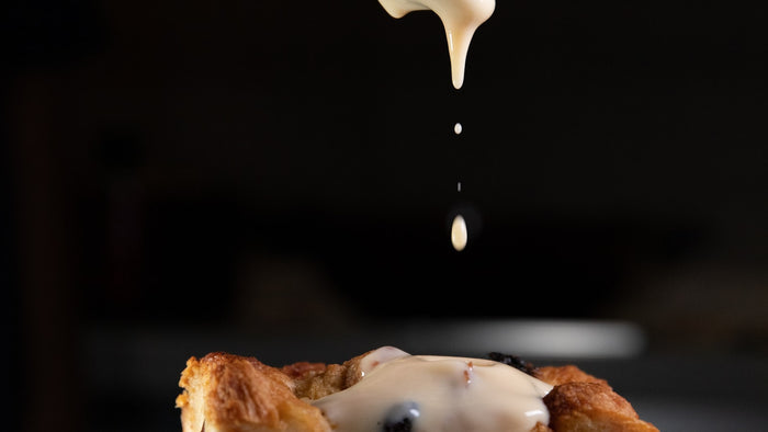 A spoonful of creamy vanilla dessert