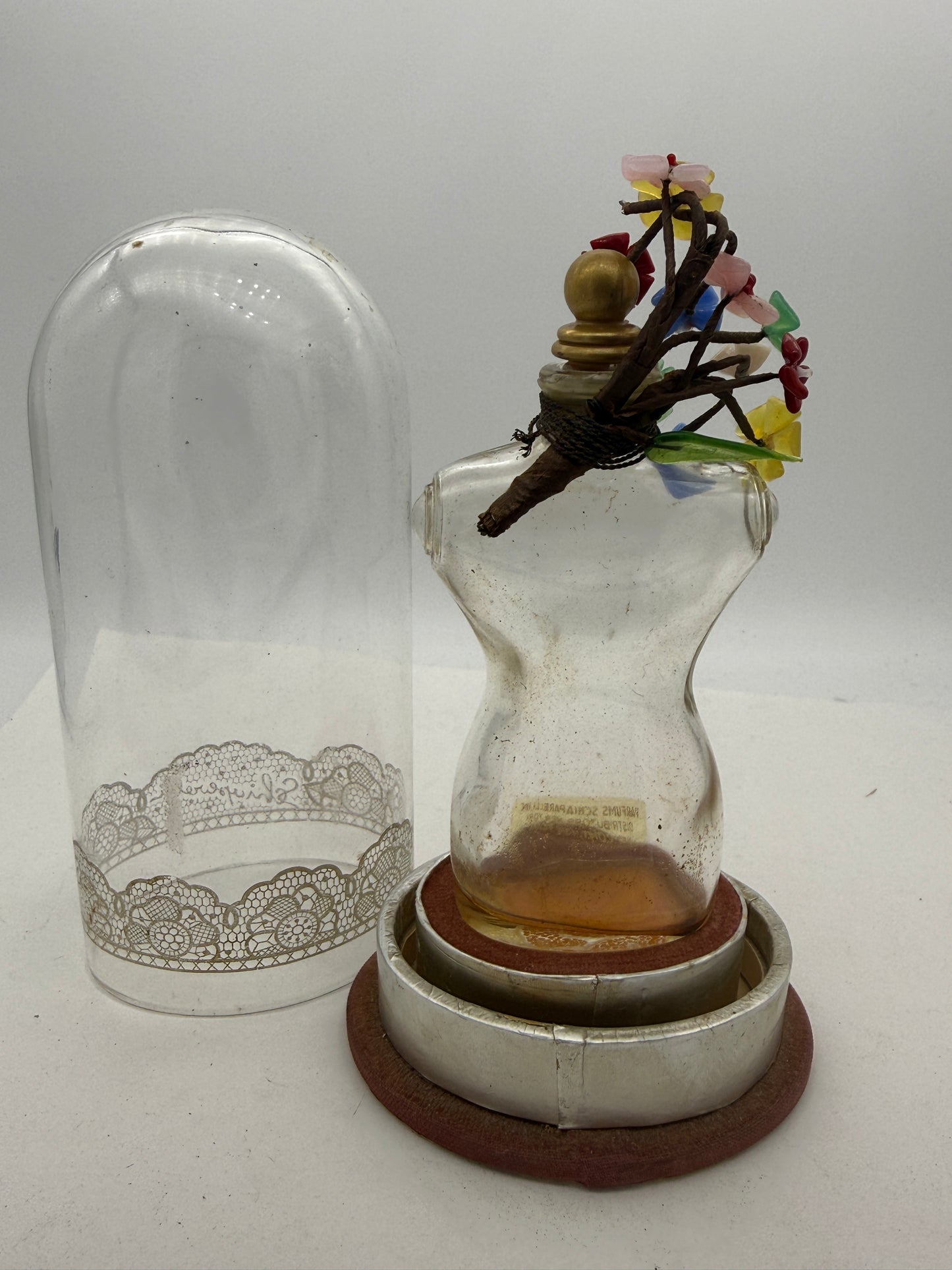 Vintage 1930s Era SCHIAPARELLI PERFUME Bottle in Presentation Dome