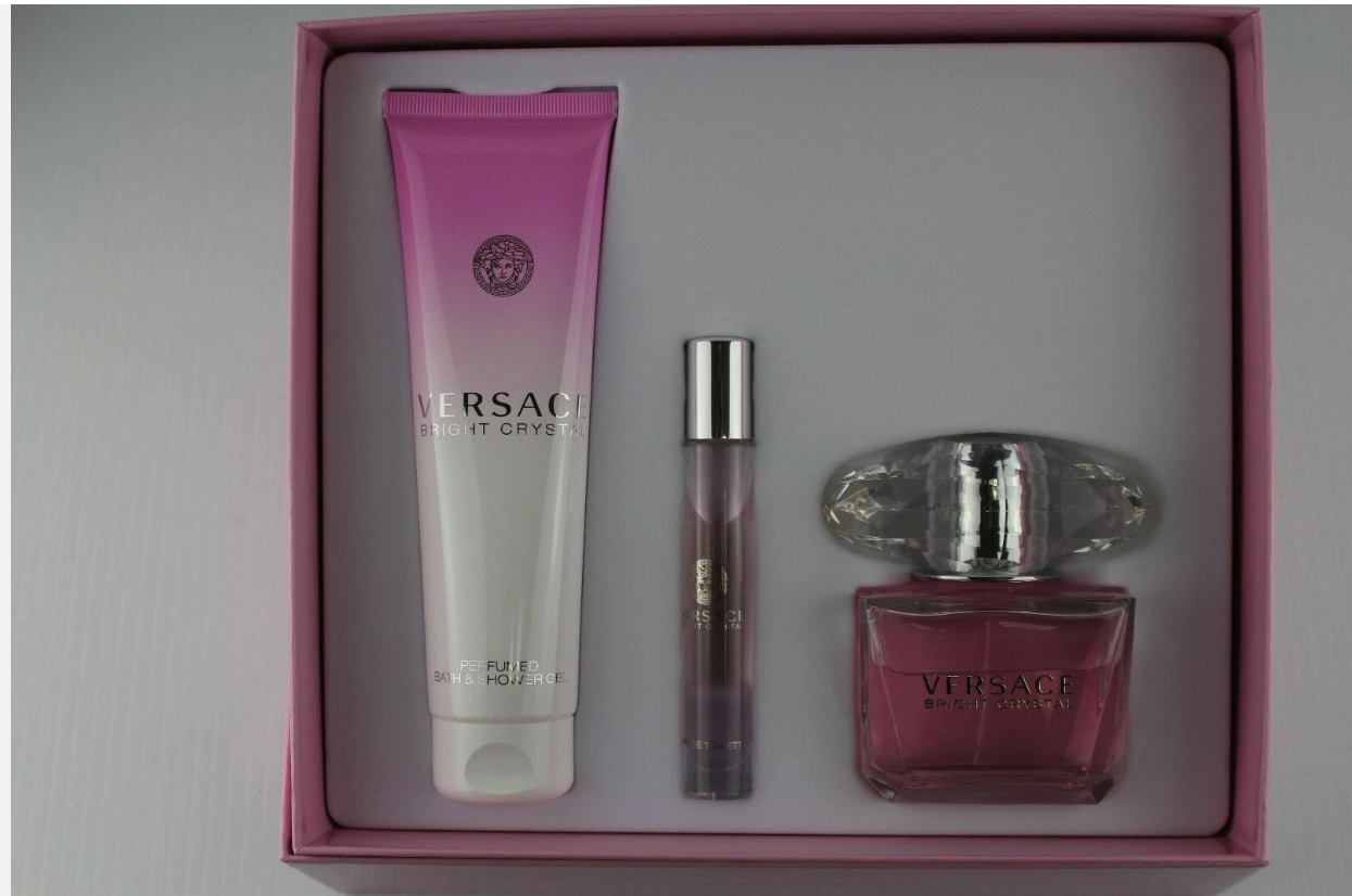 Versace Bright Crystal 3 Pcs Set With 3.0oz./90ml Edt Spray & Body Lotion